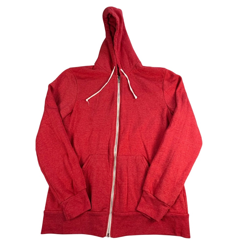 Alternative Earth Mens XL Red Eco-Fleece Full Zip Hoodie Sweatshirt Heathered